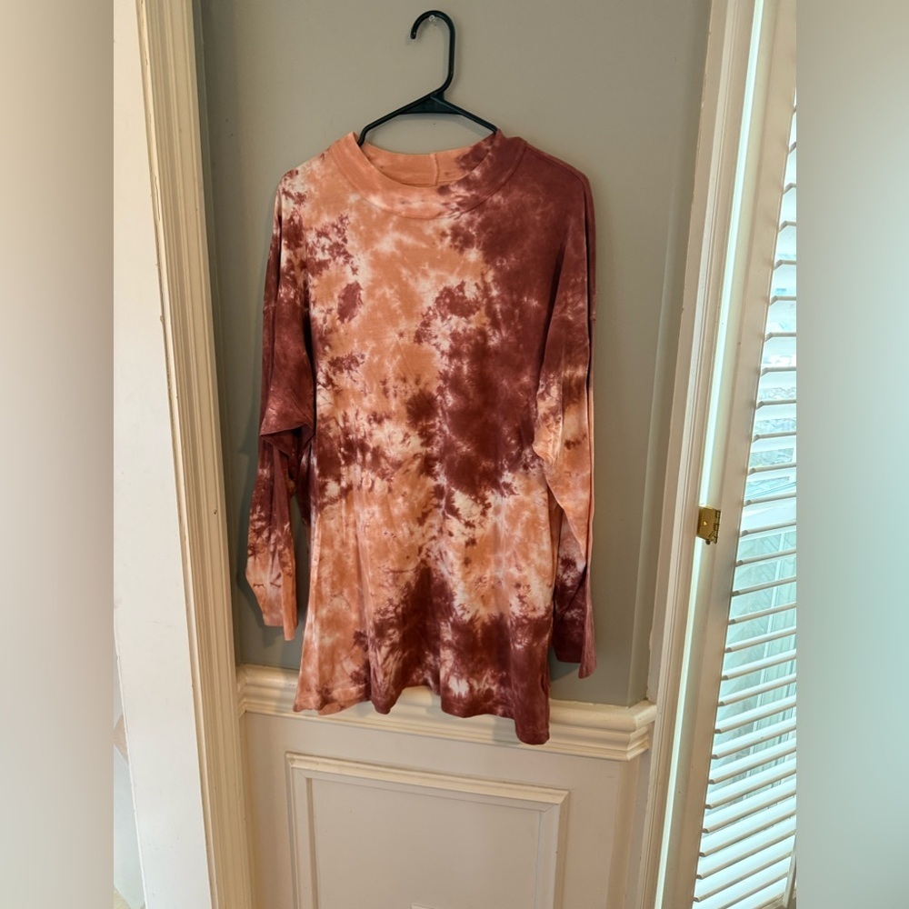 We The Free Tie-Dye Long Sleeve Tee - Brown and Cream